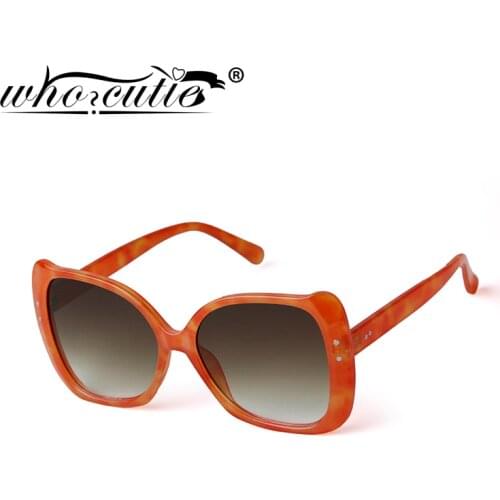 WHO CUTIE 2020 Oversized Retro Sunglasses Women Men Brand Design Rivet Big Square Frame Fashion Sun Glasses Shades Female S138