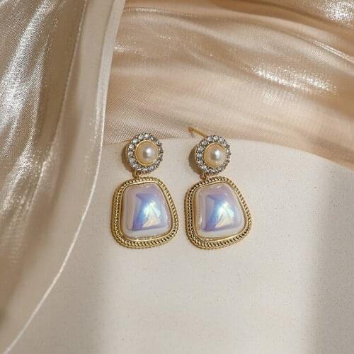 OLIRAFT 2021 Korean Elegant Geometric Pearl Earrings For Women New Jewelry Creative Earings