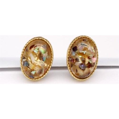 Creative Oval Metal Gold Earrings Elegant Resin Earrings for Women Party Jewelry Accessories