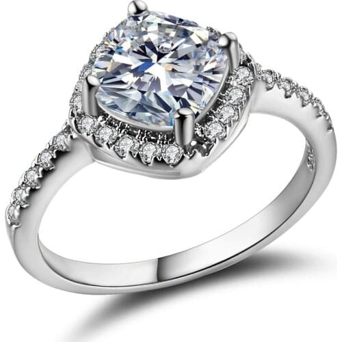 Silver plated Wedding Rings for women romantic lovely finger luxury Cubic Zircon Engagement Ring Wedding band fashion jewelry