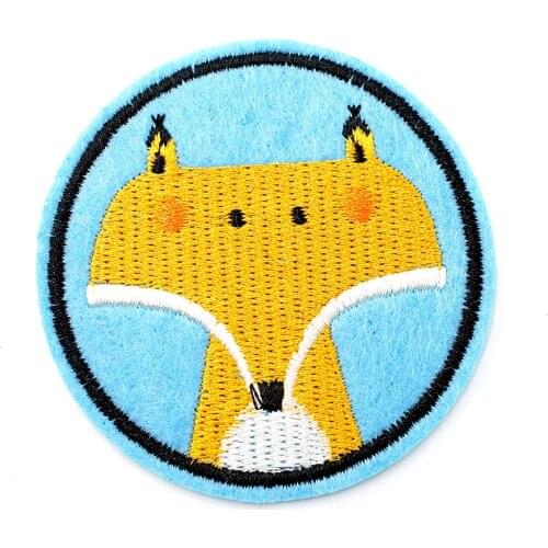 FOX Size:6.0x6.0cm Patch for Clothing Iron on Embroidered Sew Applique Cute Fabric Badge DIY Apparel Accessories