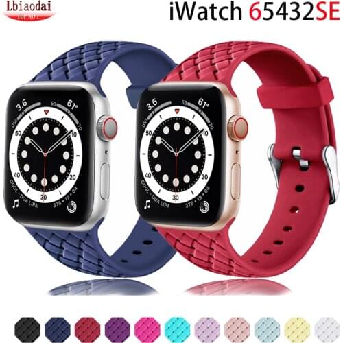 Silicone Strap for Apple watch 6 band 44mm 40mm 42mm 38mm Accessories braided Pattern belt bracelet iWatch band series 5 4 3 SE