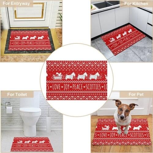 Love Joy Peace Scotties Scottish Terriers Christmas Holiday Pattern Doormat Home Decorative Front Door Mat Entrance Rug 40x60cm