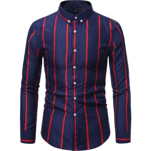 Mens Shirts spring autumn Blouses casual long sleeve shirt men slim fit Fashion stripe shirt