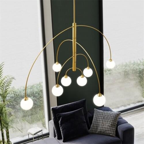 Nordic curve bubble glass pendant lights bedroom living room decorated modern home LED ball lamps revolving hanging lighting