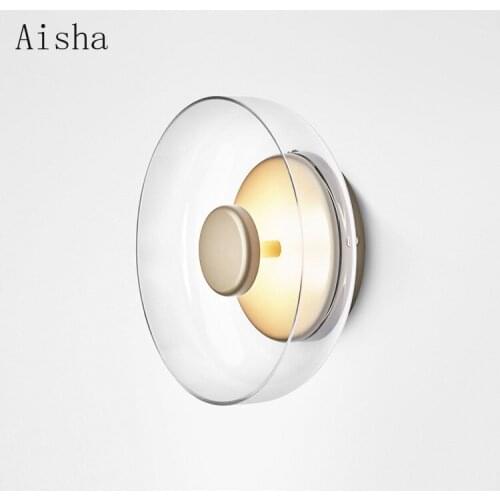Modern Wall Lamp Glass Led Lighting Bowl Hanging Sconces Nordic Living Bedroom Bedside Kitchen Indoor Decoration Light Fixtures
