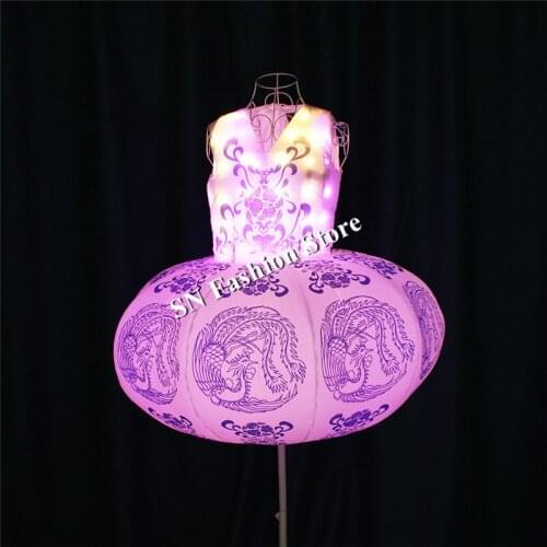 TC-192B Programmable Inflatable ballroom led costumes full color singer stage light dress luminous RGB skirt catwalks show cloth