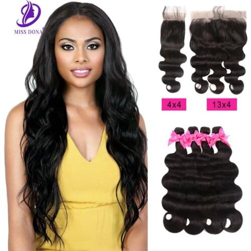 Miss Dona Body Weaves Bundles With Closure Brazilian Hair Weave Bundles With Closure Human Hair Bundles With Closure Remy Hair