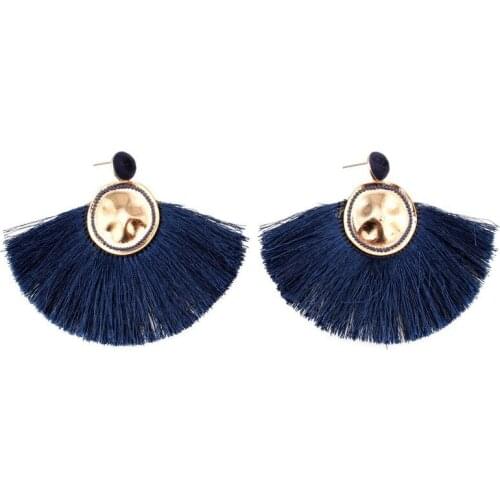 Gold Color Metal Alloy Chunky Tassel Pendant Dangle Earrings for Women Florate Brand Acylic Bead Drop Statement Rope Earrings