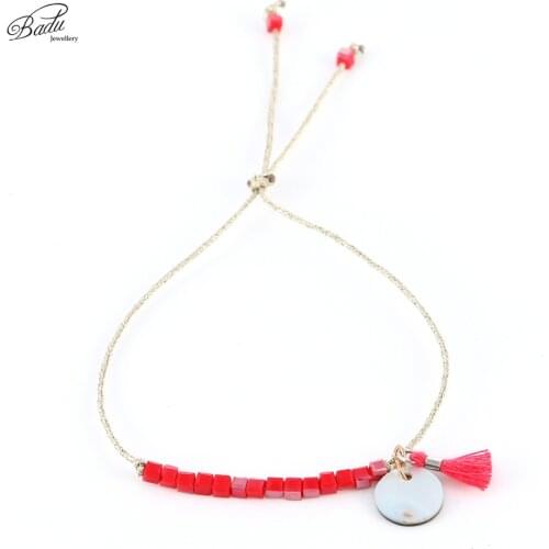 Badu Friendship Bracelet for Women Beaded Crystal Charm Bracelet Tassel Pendant Gold Thread 2019 female Jewelry Girls 6 Colors