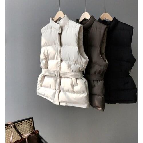 Richkeda Store New 2021Winter Keep Warm Sleeveless Vest Women Jacket Solid Harajuku Stand Collar