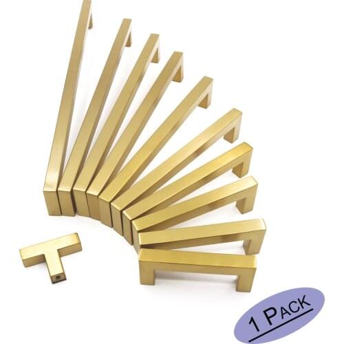 Gold Cabinet Knobs Brushed Brass Cabinet Handles Drawer Pulls 2"~12.6" Furniture Hardware Cabinet Door Handles Gold Hadles 1Pac