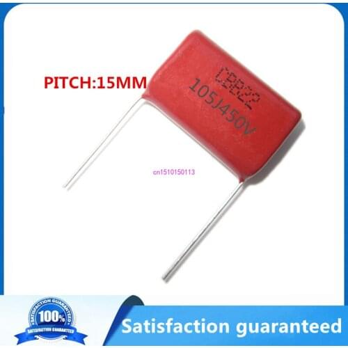 10pcs 450V 1UF 1000NF 105J PITCH 15MM 2.2UF 2200NF 225J PITCH 20MM 450V Pitch 10mm 5% DIP CBB Polypropylene film capacitor