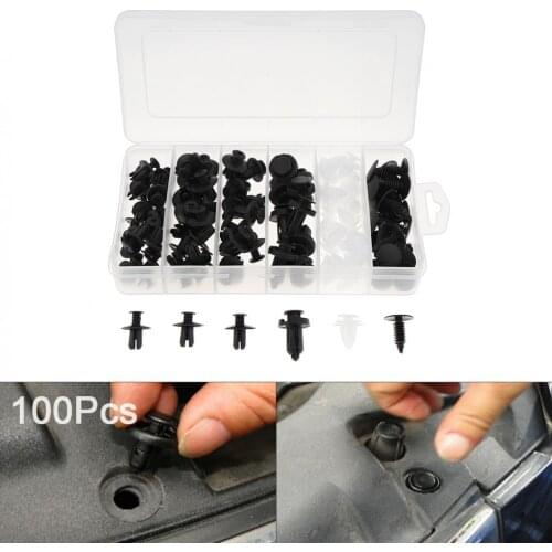 100pcs 6 Kinds Universal Plastic Auto Car Body Bumper Push Pin Clip Rivets Fastener Expansion Screws Kit with Storage box