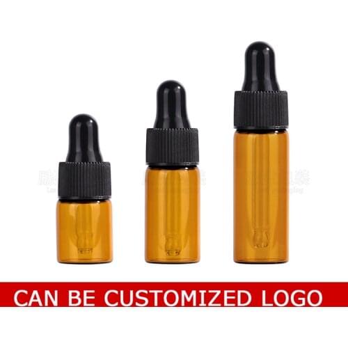 100pcs/Lot 2ml/3ml/5ml Brown Glass Dropper Essential Oil Bottle Can Be Filled Repeatedly Perfume Bottle Can Be Customized Logo