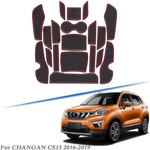 19pcs Car Styling For CHANGAN CS15 2016-2019 Latex Gate slot pad Interior Door Groove Mat Non-slip dust Mat Auto Accessories