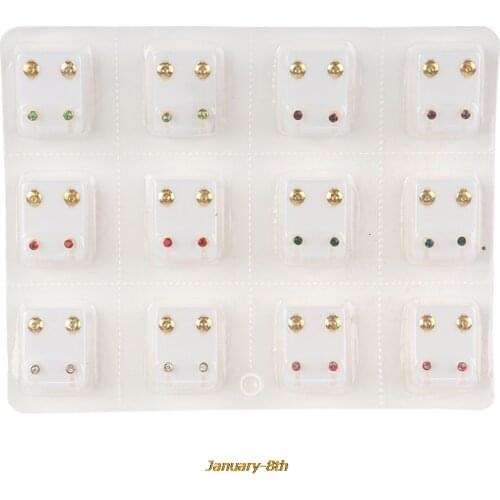 24pcs=12Pairs Surgical Steel Ear Studs Earrings Set Medical Earrings Piercing Tool Kits Women Jewelry Piercing Stud Earring