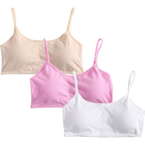 3pcs/Lot Young Girls Solid Soft Cotton Bra Puberty Teenage Breathable Underwear P31B