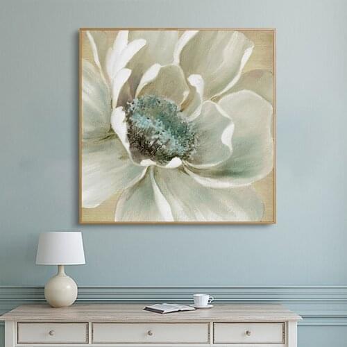 Abstract Big White Flower Canvas Painting Modern Print Poster for Living Room Aisle Fashion Wall Art Picture Plant Tableau Salon