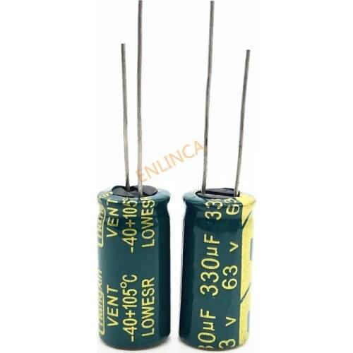 63V 330UF 10*20 high frequency low impedance aluminum electrolytic capacitor 330uf 63V 20