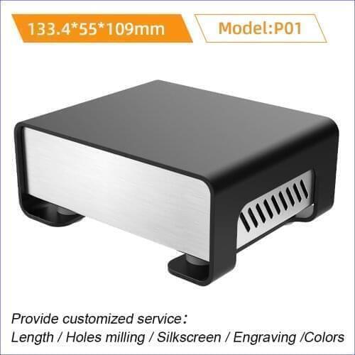 Aluminum Sheet Metal Bending Housing PC Box Custom Pcb Board Enclosure Anodize Printing P01 133.4*55mm
