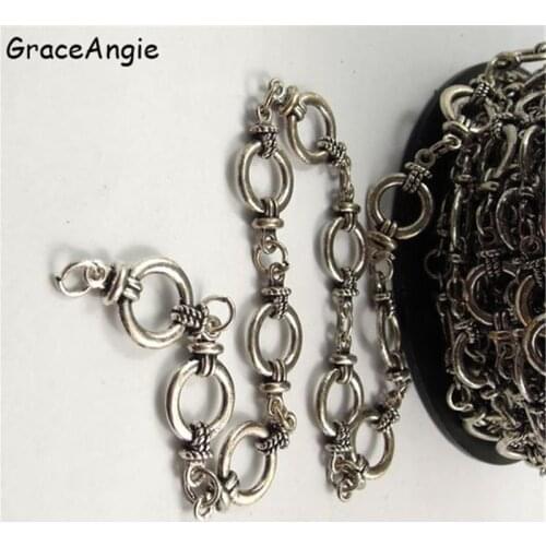 1Meter Bohemia Antique Bronze Silver Chain For Bracelet Handmade Tone Jewelry Chains Necklace Chain Necklaces Women Vintage DIY