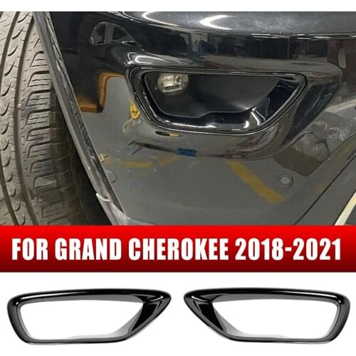 For Jeep Grand Cherokee 2017-2021 2019 Black Front Fog Light Cover Fog Lamp Trim