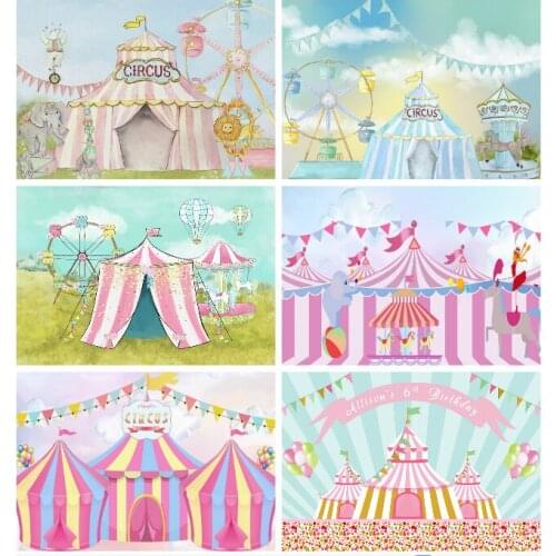 Circus Tent Cartoon Carnival Photography Background Baby Birthday Party Decor Photo Backdrop for Photographic Studio Photocalls