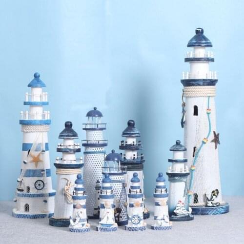 Mediterranean Wooden Lighthouse Old Decorations Home Decorations Creative Marine Style Decoration Gift For Kids