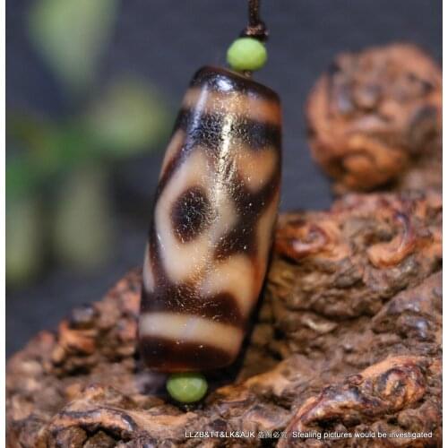 Energy Tibetan Old Agate Oily Patina Orange Red 3 Diamond Eye Peak dZi Bead 4A++ LKbrother Sauces Top Quality Garrentee