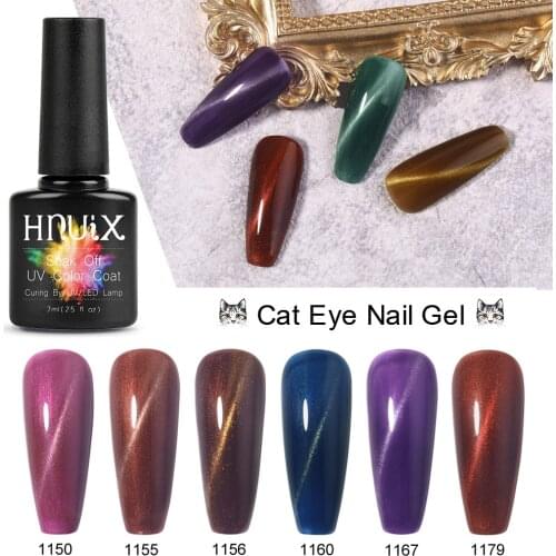 HNUIX 7.5ml Nail Polish Magnet Cat Eye Set Soak Off Semi Vernis Permanant Holographic Glitter Gel Lacuqer UV LED Varnish