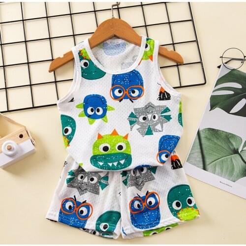 Cotton Vest Suits Boys Girls Suit Summer Sleeveless Vest T-shirt 2pcs Suit Children Set 2021 Clothing Kids Sets Bebe Toddler