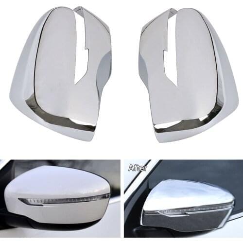 Chrome Rearview Mirror Cover For Nissan QASHQAI J11 2016 2017 2018 Door Rear View ABS Plastic
