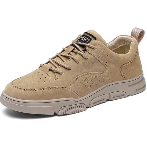 Shoes Casual Natural Leather Men Fashion Outdoor Shoe Male Suede Leather Lightweight Vintage Footwear Lace-up Sneakers
