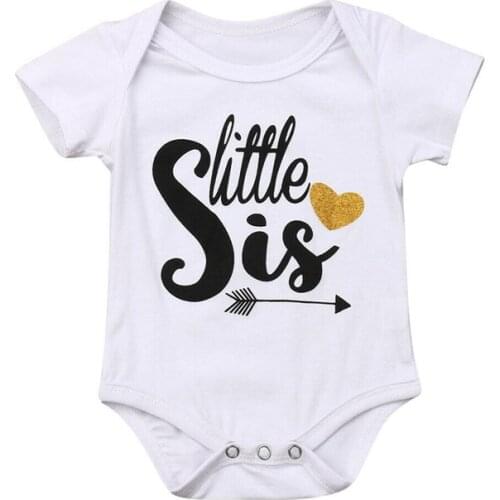 Summer T-shirt-Big/Lil Sis- Kids Baby Girls Clothes Short Sleeve Romper Matching Clothes Tops T-shirt Tee
