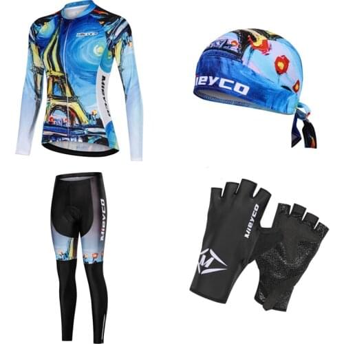 Mieyco Team Female Cycling Jackets Long Sleeves Jersey Bib Pant Sets Quick Dry MTB Outdoor Sports Jersey Tops Cycling Equipment