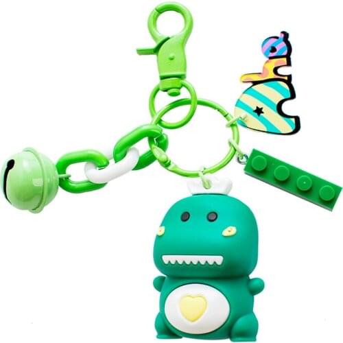 Cute PVC Key Chain Funny Little Dinosaur Keychain for Women Bag Charm Trinket Men Car Key Rings Jewelry Porte Clef Wholesale