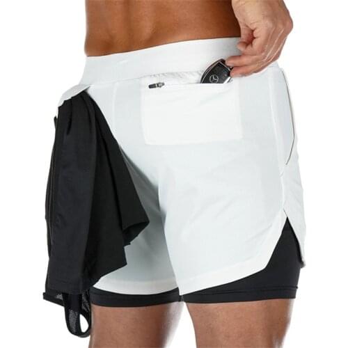 2021 New Sport Shorts Men Double-deck Jogging Running Shorts Men 2 IN 1 Mens GYM Short Fitness Workout Short Pants Man