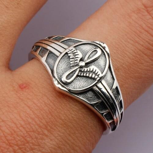 Real 925 Sterling Silver Men Ring Punk Do the Old Vintage Bowknot Wings For Men Women Lovers Retro Fashion Jewelry