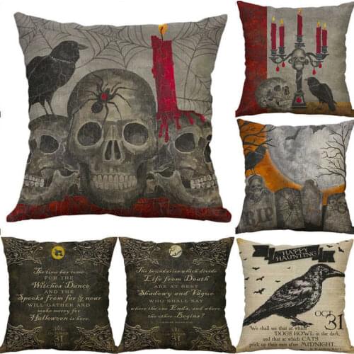 Halloween Festival Pillowcase 18" Print Cushion Sofa Cotton Linen Home Decor Cover