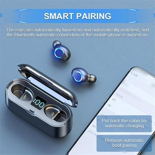 New F9-8 Wireless Headphones TWS Bluetooth 5.0 3500mAh Earphone HIFI Mini In-ear Sports Running Headset Support iOS/Android