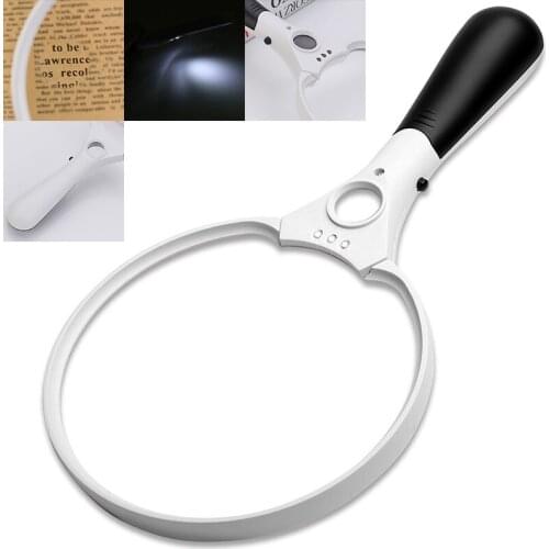 Extra Large Handheld Reading Magnifier 3 LED Lights Magnifying Glass Illuminated Magnifying Glass For Appreciating Jewelries