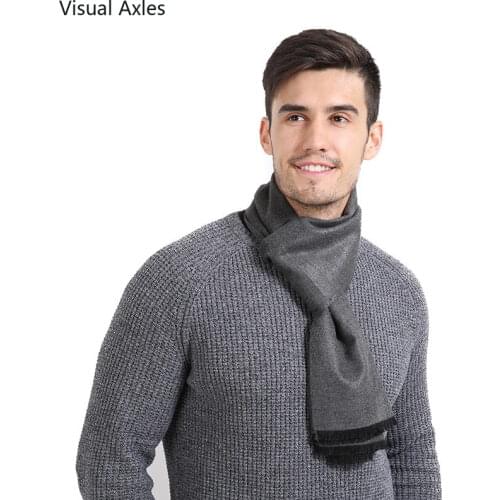 Autumn Cashmere Scarf Men Solid Color Pashmina Shawl Winter Warm Cotton Wrap High Quality Festival Present Plain Scarves For Man