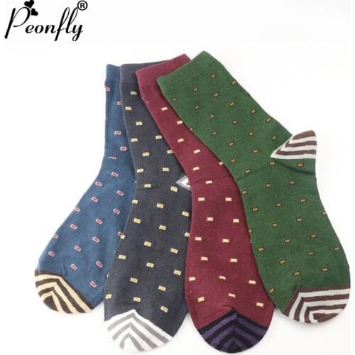 PEONFLY Imitation handmade in the middle of the cylinder socks breathable sweat cotton business wind medium thick mens socks