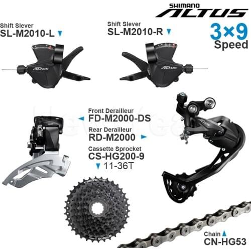 Shimano altus 3x9 Speed Groupset with M2010 Shifter M2000 Front/Rear Derailleur Cassette Sprocket 32/34/36T and Chains Original