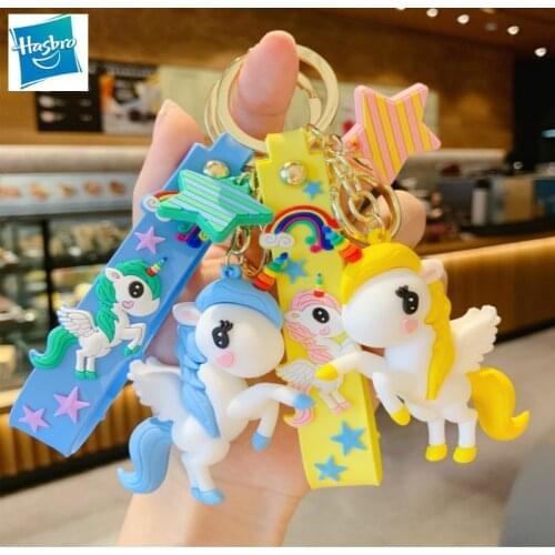 Hasbro My Little pony Keychain Female Cute Cartoon Key Pendant School Bag Pendant Decoration Girl Toys