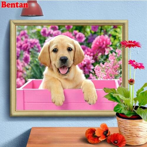 Full Square round drill Diamond Embroidery Cute animal dog DIY 5D diamond Mosaic patterns bead Cross Stitch Kits Needlework