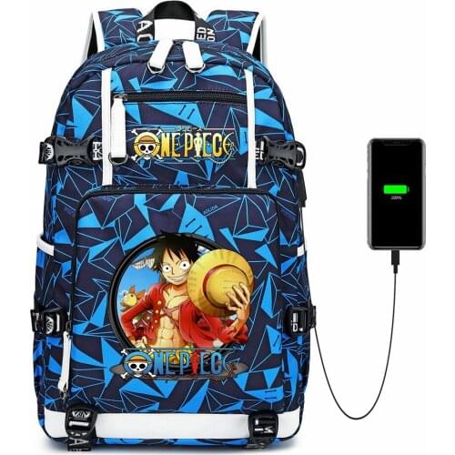Backpack Anime One Piece Oxford USB Charging School Bag Casual Shoulder Bag Mochila Travel Bag Student Laptop Bag Rucksack