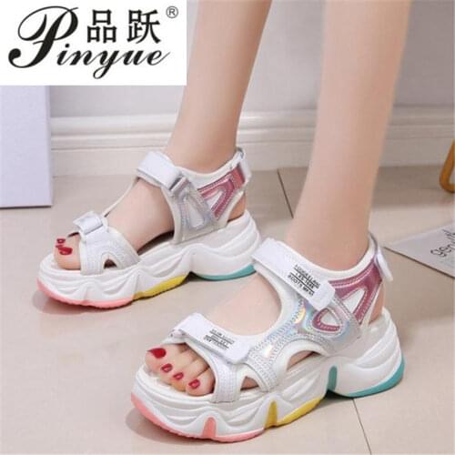 Height Purple Wedge Sandals Fashion Summer Platform High Heel Shoes Woman Chunky Sandals Thick Bottom Dad Beach Shoes