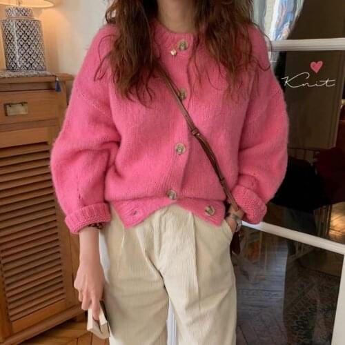 Loose Fall Winter Coat Sweet Niche Retro Outerwear Korean Cardigan Sweater for Women